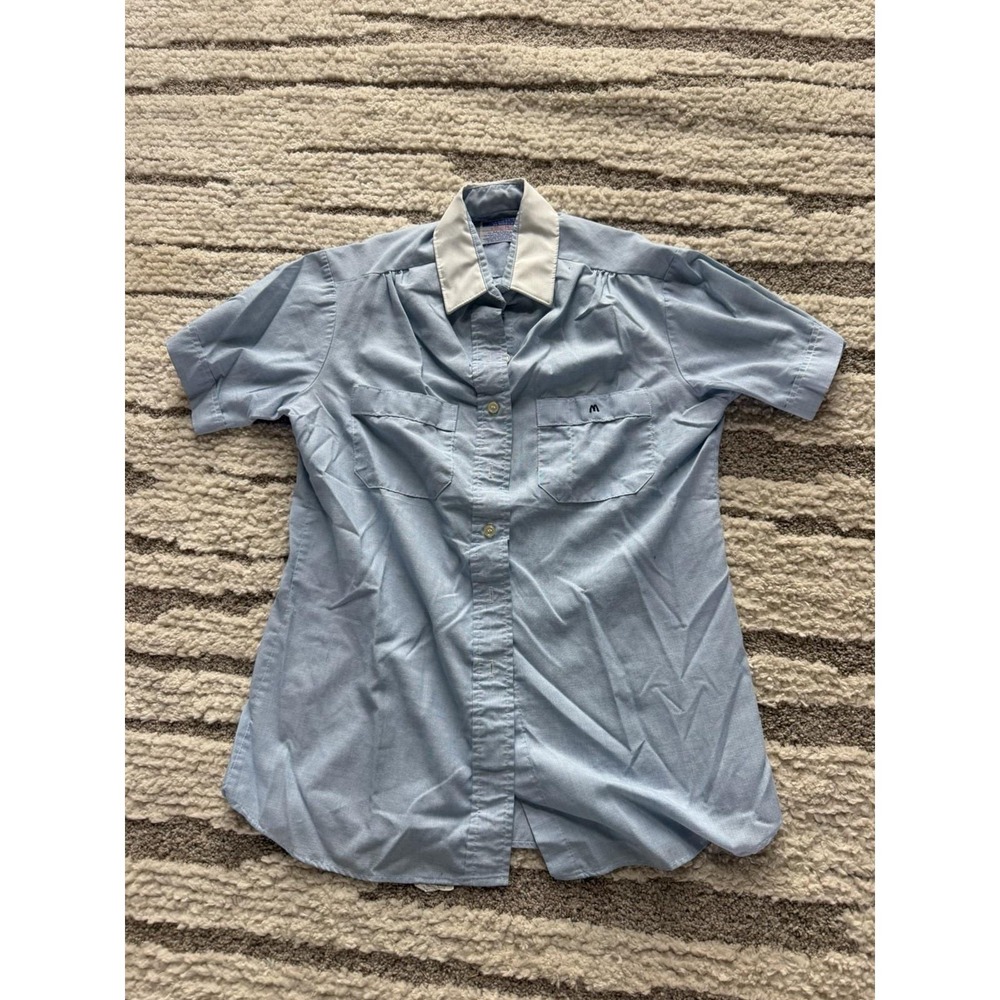 Vintage 1983 McDonald's Uniform Shirt Stan Herman Women's Sz 10 Blue White